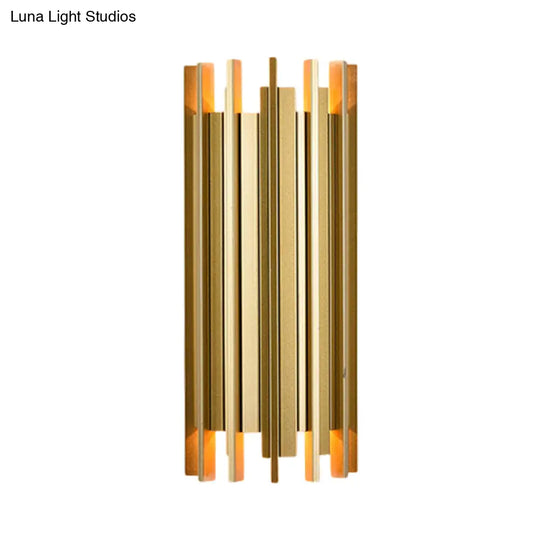 Contemporary Gold Cylindrical Wall Lamp With 2 Bulbs 19.5/31.5 Height