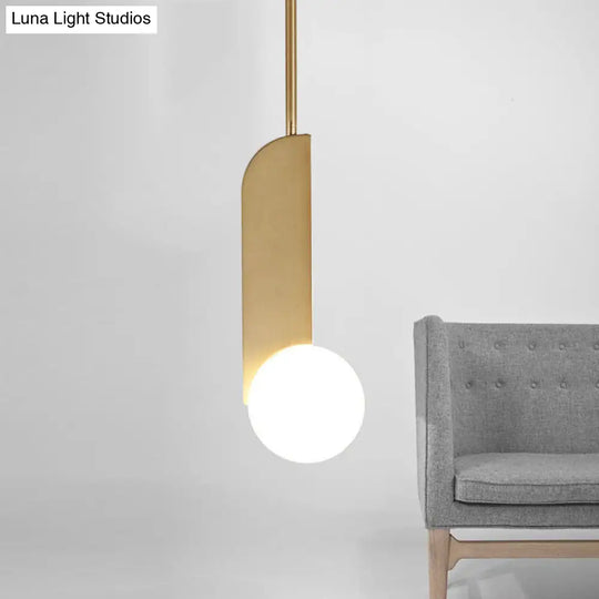 Contemporary White Glass Pendant Light With Gold Finish