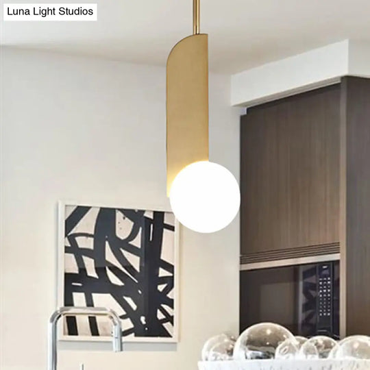 Contemporary White Glass Pendant Light With Gold Finish