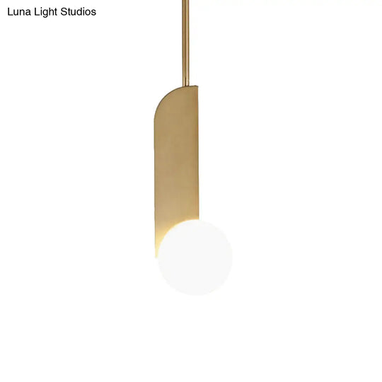 Contemporary Gold Finish Glass Pendant Light - White Global Hanging Ceiling Lighting