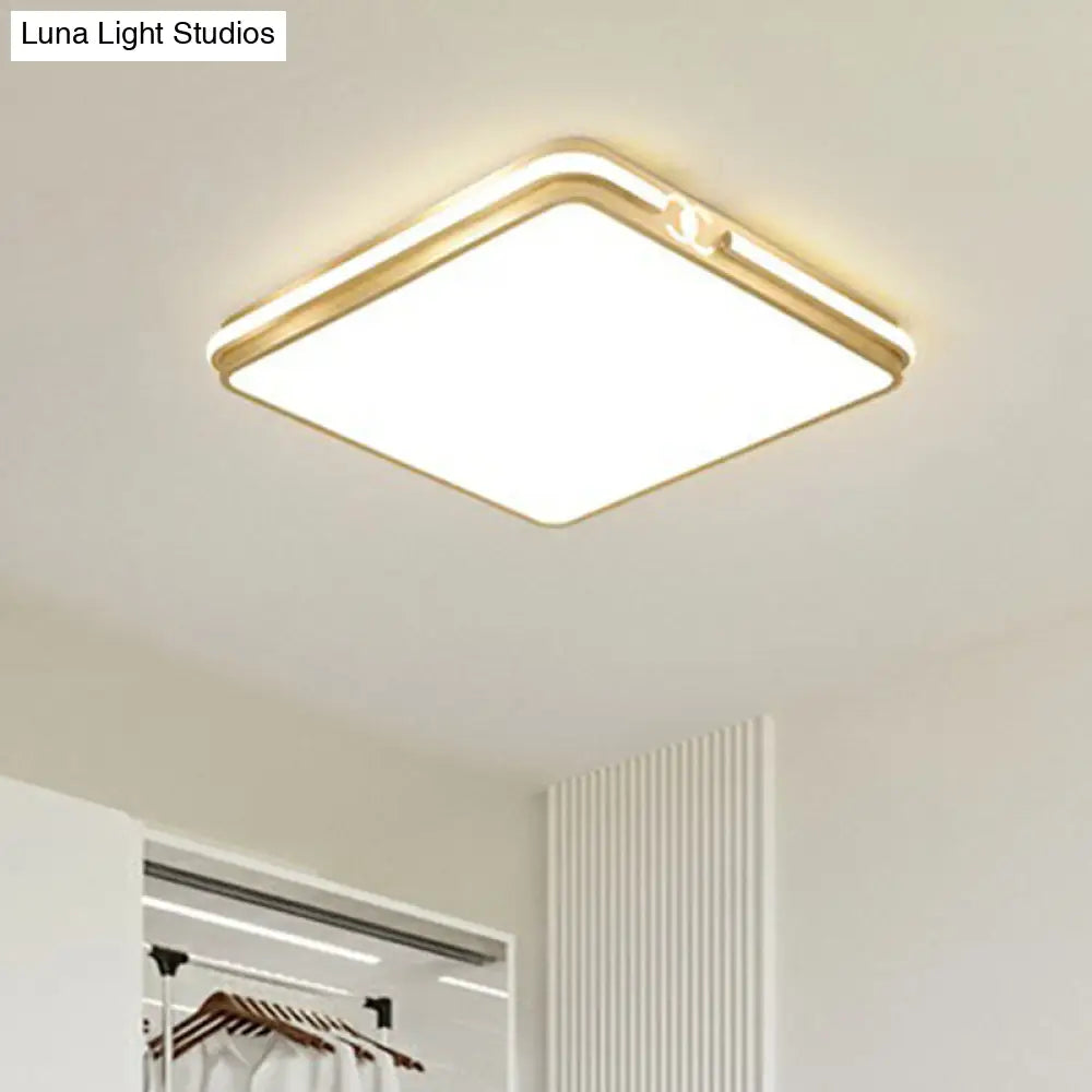 Contemporary Gold Finish Led Flush Mount Ceiling Light - Acrylic Rectangle Design