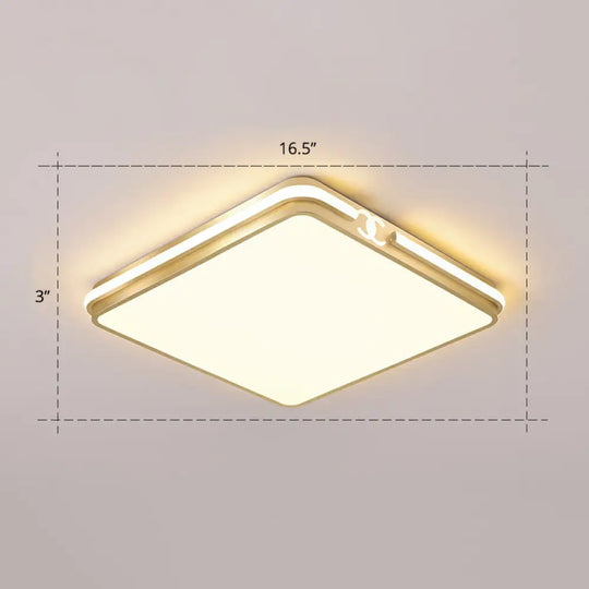 Contemporary Gold Finish Led Flush Mount Ceiling Light - Acrylic Rectangle Design / 16.5’ Warm