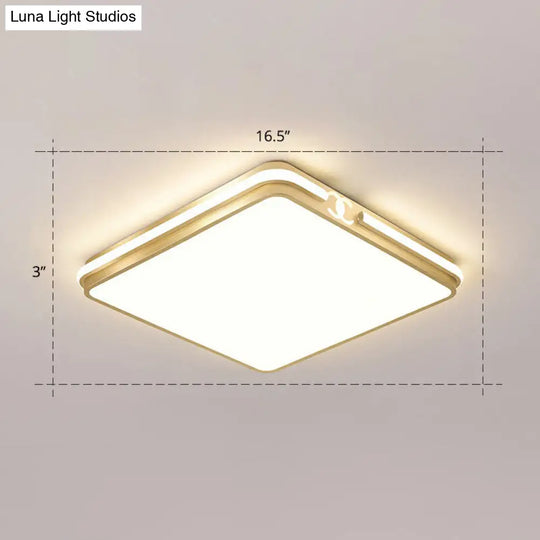 Contemporary Gold Finish Led Flush Mount Ceiling Light - Acrylic Rectangle Design / 16.5 Remote