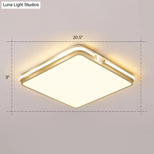 Contemporary Gold Finish Led Flush Mount Ceiling Light - Acrylic Rectangle Design / 20.5 Warm