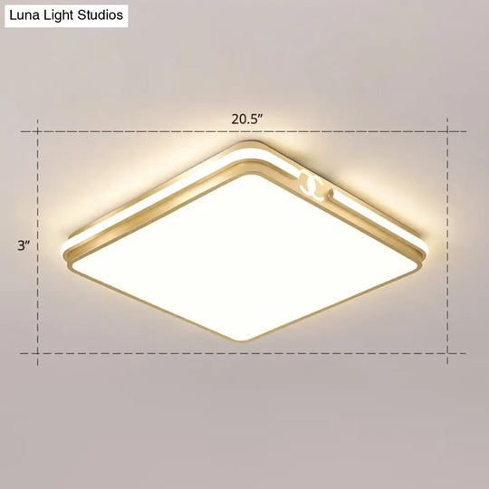 Contemporary Gold Finish Led Flush Mount Ceiling Light - Acrylic Rectangle Design / 20.5 Remote