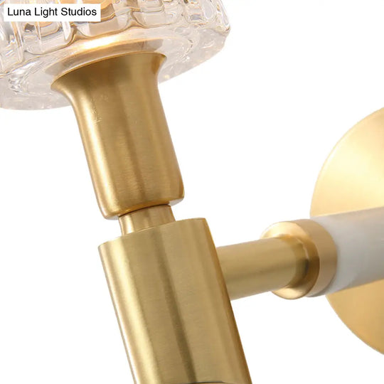 Contemporary Gold Finish Wall Sconce With Clear Faceted Glass Shade