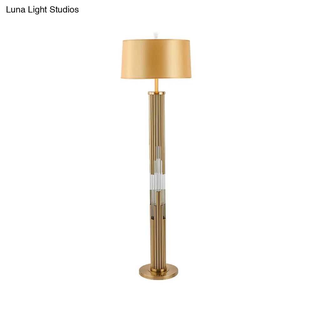 Contemporary Gold Floor Lamp With Crystal Tubes Stand & Reading Light