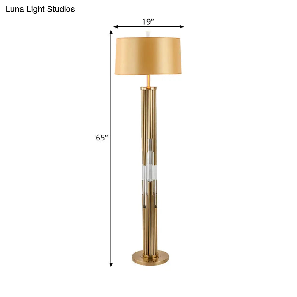 Contemporary Gold Floor Lamp With Crystal Tubes Stand & Reading Light