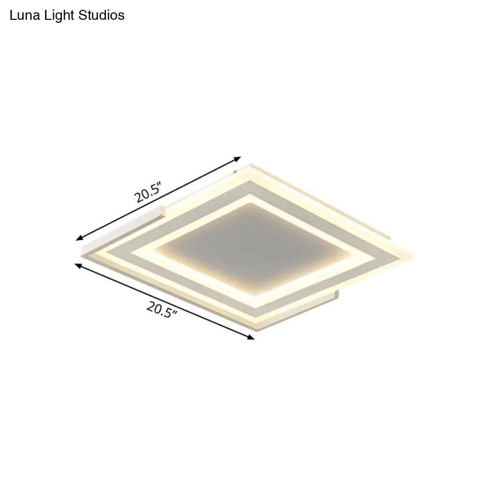 Contemporary Gold Flush Light Fixture For Bedroom - Led Ceiling Mounted With Square Acrylic Shade In