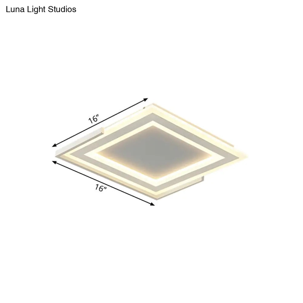 Contemporary Gold Flush Light Fixture For Bedroom - Led Ceiling Mounted With Square Acrylic Shade In