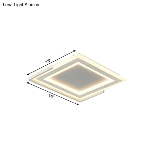 Contemporary Gold Flush Light Fixture For Bedroom - Led Ceiling Mounted With Square Acrylic Shade In