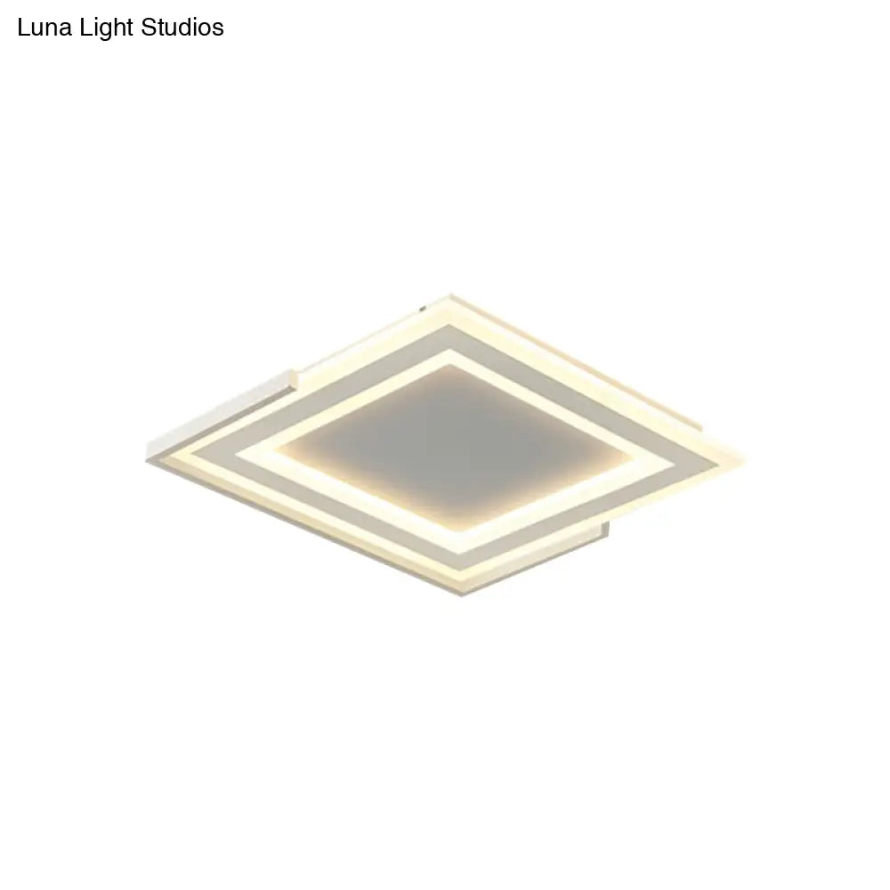 Contemporary Gold Flush Light Fixture For Bedroom - Led Ceiling Mounted With Square Acrylic Shade In