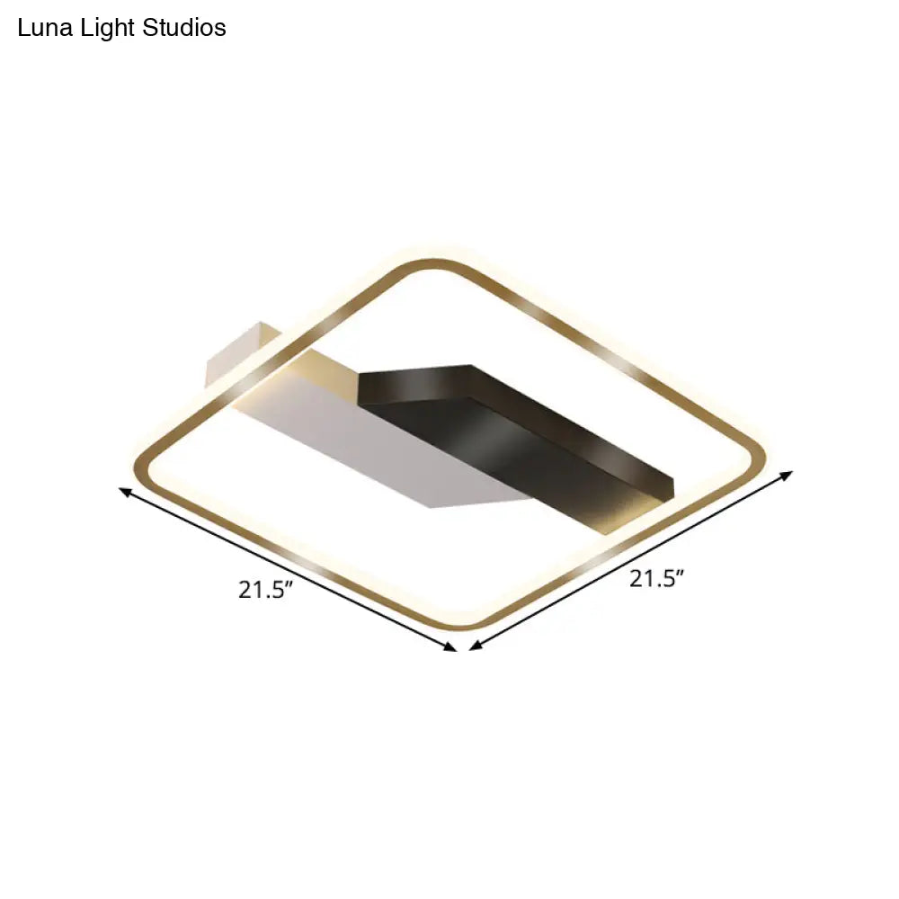 Contemporary Gold Flush Mount Led Ceiling Lamp In Warm/White Light - 18/21.5 Width