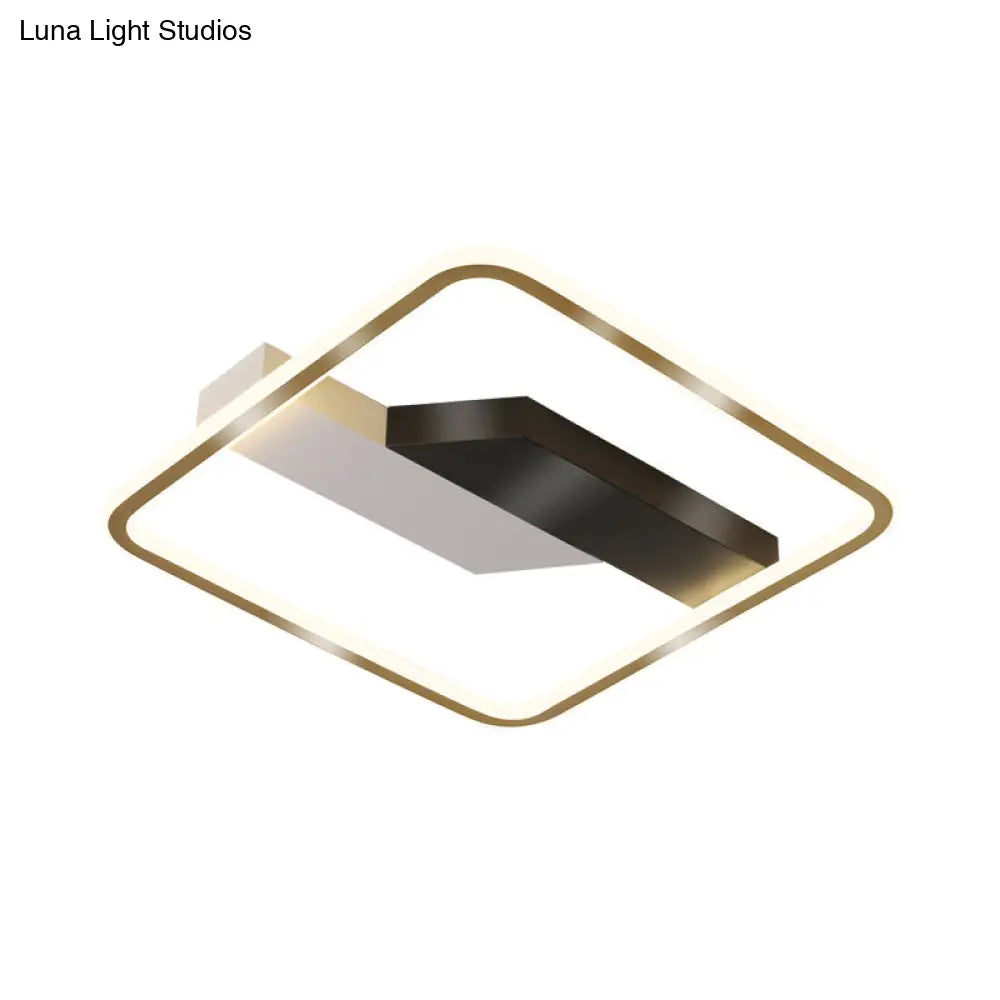 Contemporary Gold Flush Mount Led Ceiling Lamp In Warm/White Light - 18/21.5 Width