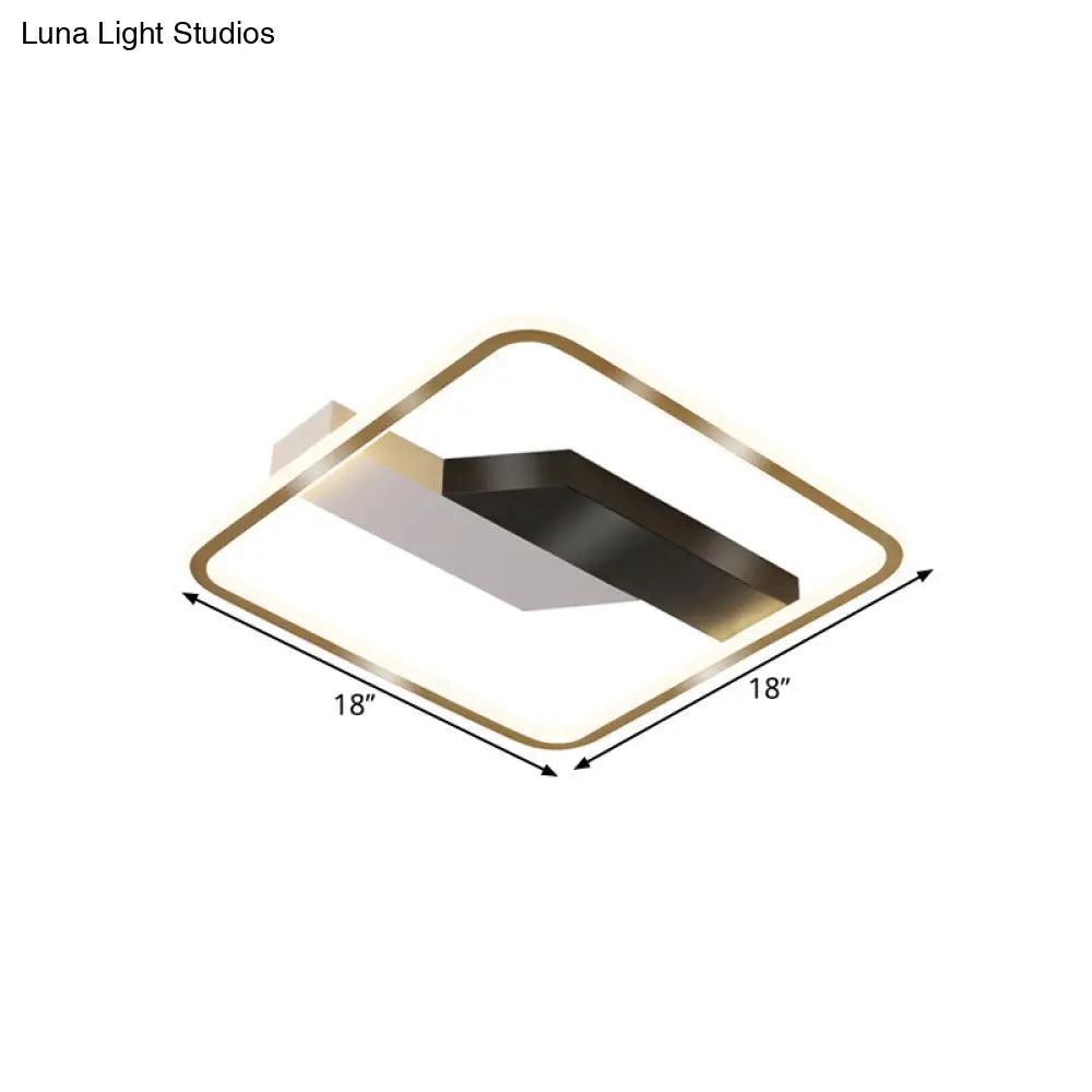 Contemporary Gold Flush Mount Led Ceiling Lamp In Warm/White Light - 18/21.5 Width