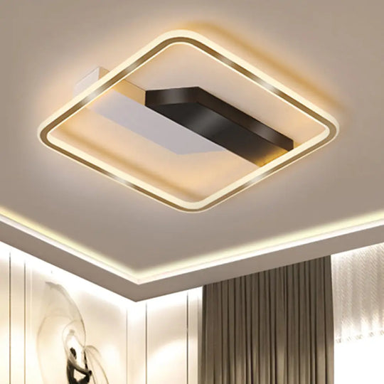 Contemporary Gold Flush Mount Led Ceiling Lamp In Warm/White Light - 18/21.5 Width / 18 Warm