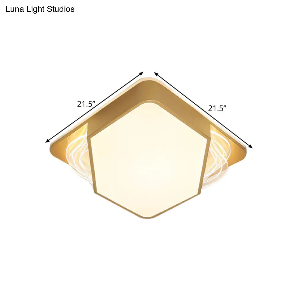 Contemporary Gold Flush Mount Led Ceiling Light In Warm/White 18/21.5/35.5’ Width’ Or ’Modern