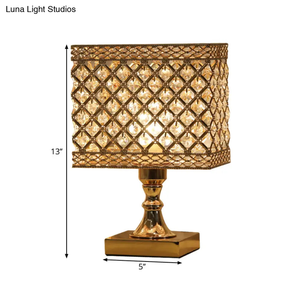 Contemporary Gold Geometry Reading Lamp With Crystal Encrusted Nightstand Design - Perfect For