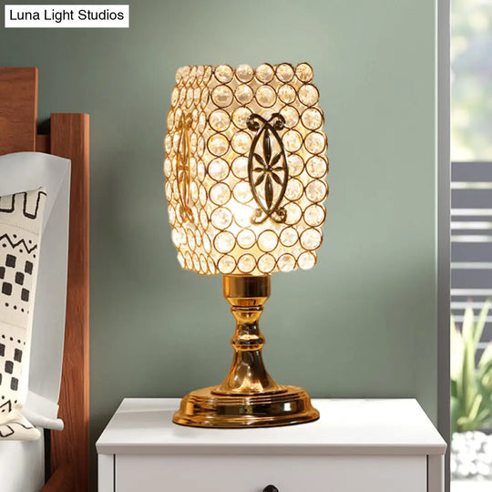 Contemporary Gold Geometry Reading Lamp With Crystal Encrusted Nightstand Design - Perfect For