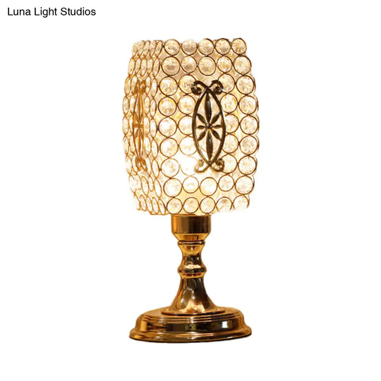 Contemporary Gold Geometry Reading Lamp With Crystal Encrusted Nightstand Design - Perfect For