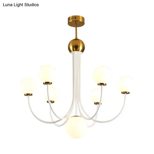 Contemporary Gold Glass Spherical Ceiling Chandelier With 5/7 Bulbs