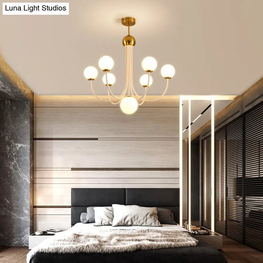 Contemporary Gold Glass Spherical Ceiling Chandelier With 5/7 Bulbs