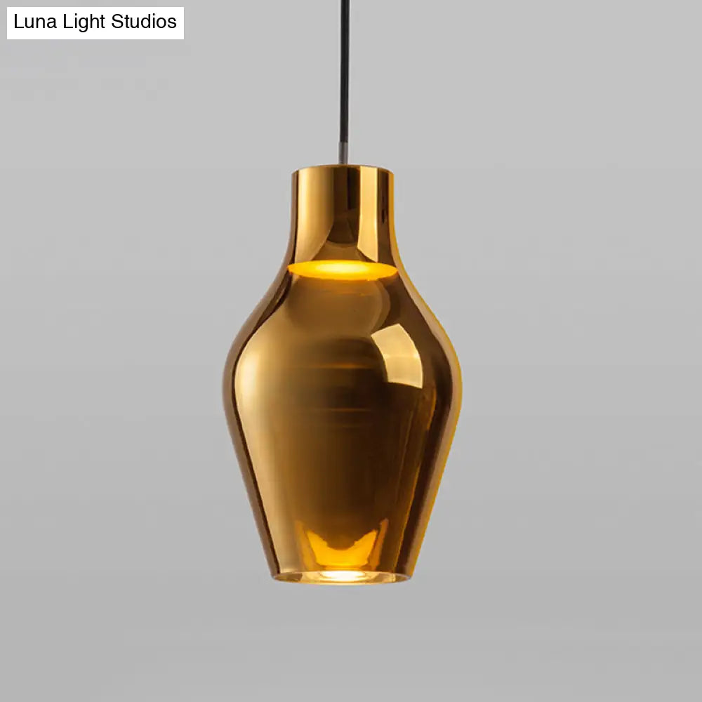 Contemporary Gold Glass Urn Hanging Light - 1 Head Pendant Lighting Fixture 6.5’/8.5’ Wide