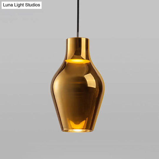 Contemporary Gold Glass Urn Hanging Light - 1 Head Pendant Lighting Fixture 6.5’/8.5’ Wide