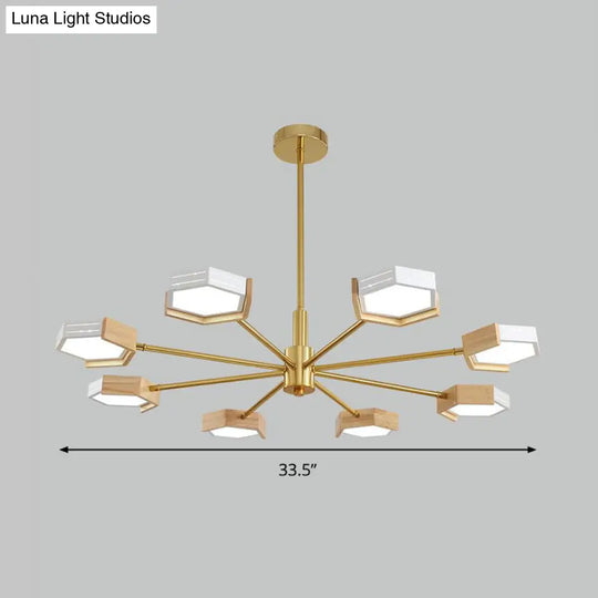 Contemporary Gold Hexagon Pendant Lighting 6/8 Lights Warm/White Ceiling Chandelier