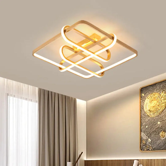 Contemporary Gold Led Acrylic Flush Mount Ceiling Light - 16.5’/20.5’ Wide / 16.5’