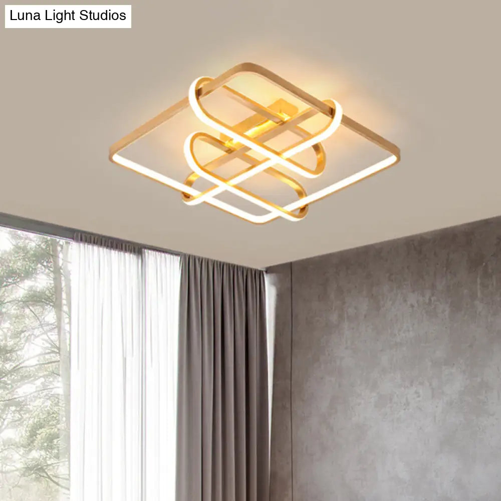 Contemporary Gold Led Acrylic Flush Mount Ceiling Light - 16.5’/20.5’ Wide