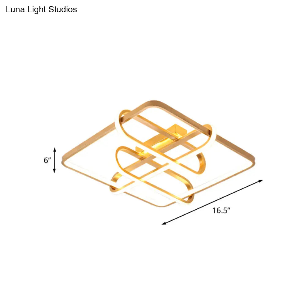 Contemporary Gold Led Acrylic Flush Mount Ceiling Light - 16.5’/20.5’ Wide