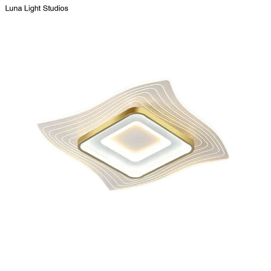 Contemporary Gold Led Acrylic Flush Mount Ceiling Light