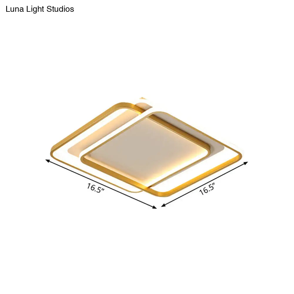 Contemporary Gold Led Bedroom Ceiling Light With Acrylic Shade - Warm/White 16.5’/20.5’ Width