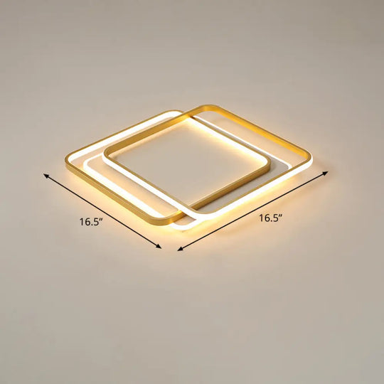 Contemporary Gold Led Ceiling Light For Living Room - Ultra - Thin & Acrylic Flush Mount / 16.5’