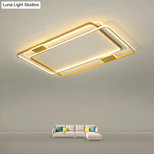 Contemporary Gold Led Ceiling Light For Living Room - Ultra-Thin & Acrylic Flush Mount