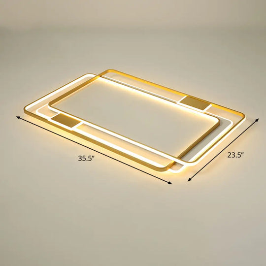 Contemporary Gold Led Ceiling Light For Living Room - Ultra - Thin & Acrylic Flush Mount / 35.5’