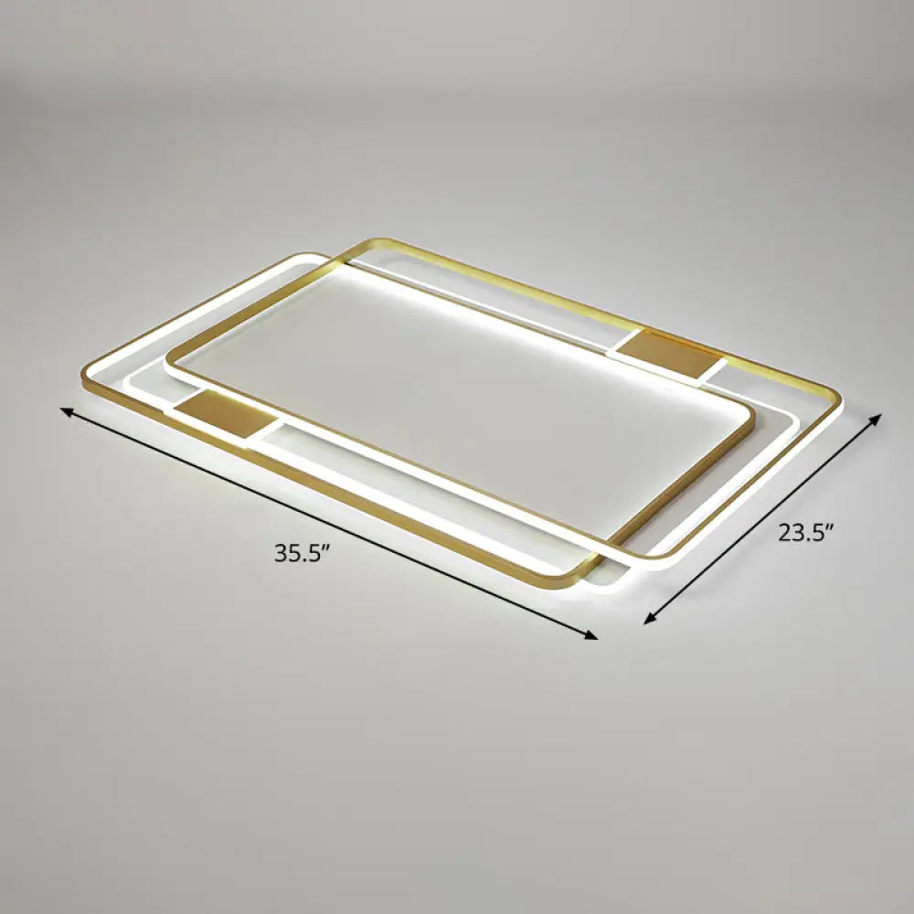 Contemporary Gold Led Ceiling Light For Living Room - Ultra - Thin & Acrylic Flush Mount / 35.5’