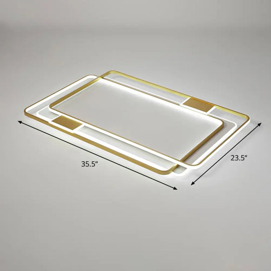 Contemporary Gold Led Ceiling Light For Living Room - Ultra - Thin & Acrylic Flush Mount / 35.5’