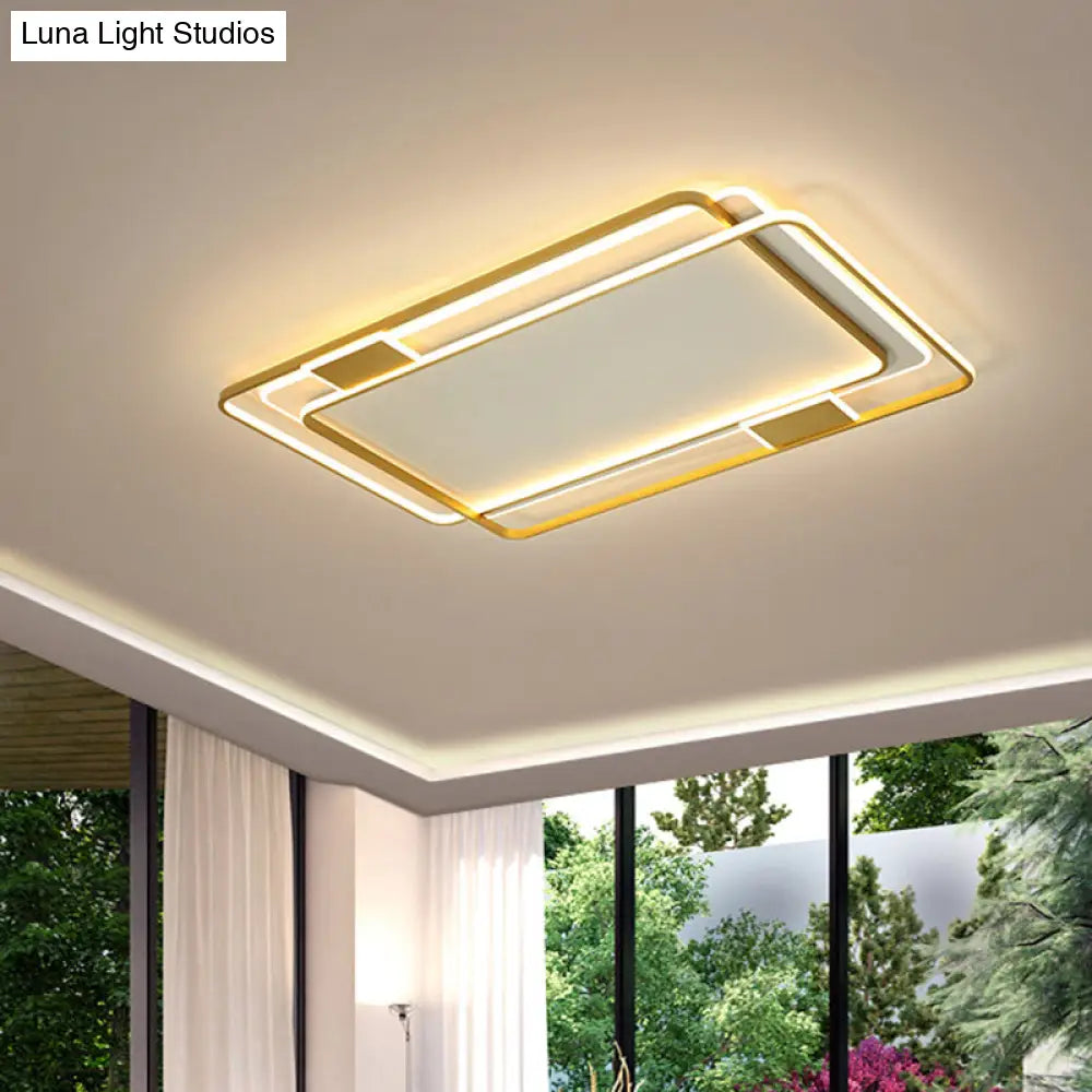 Contemporary Gold Led Ceiling Light For Living Room - Ultra-Thin & Acrylic Flush Mount