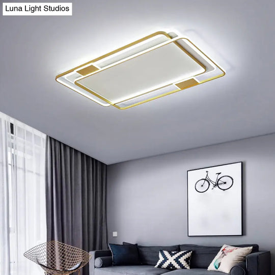 Contemporary Gold Led Ceiling Light For Living Room - Ultra-Thin & Acrylic Flush Mount