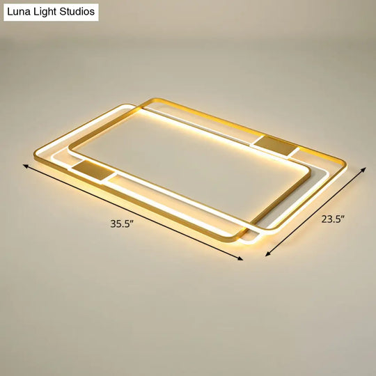 Contemporary Gold Led Ceiling Light For Living Room - Ultra-Thin & Acrylic Flush Mount / 35.5 Warm