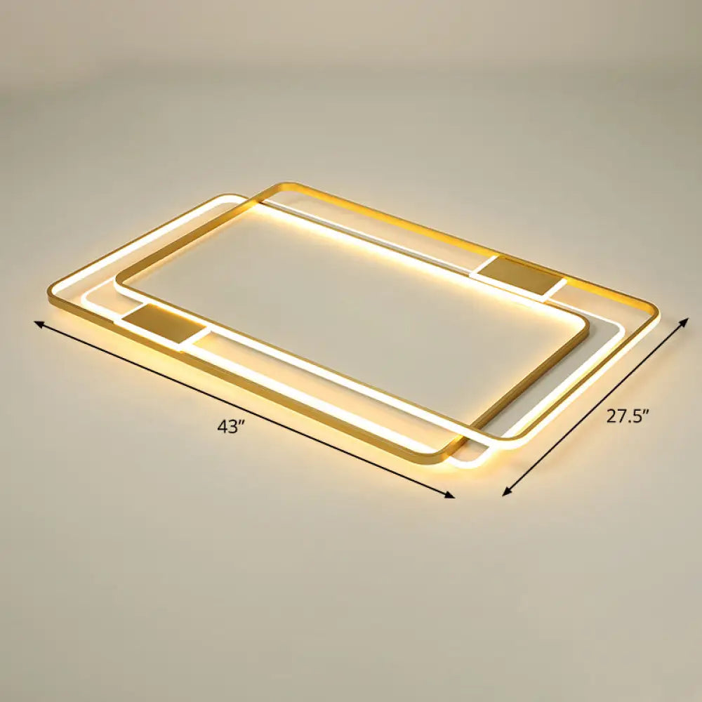 Contemporary Gold Led Ceiling Light For Living Room - Ultra - Thin & Acrylic Flush Mount / 43’ Warm