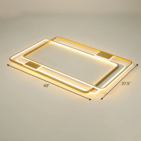 Contemporary Gold Led Ceiling Light For Living Room - Ultra - Thin & Acrylic Flush Mount / 43’ Warm