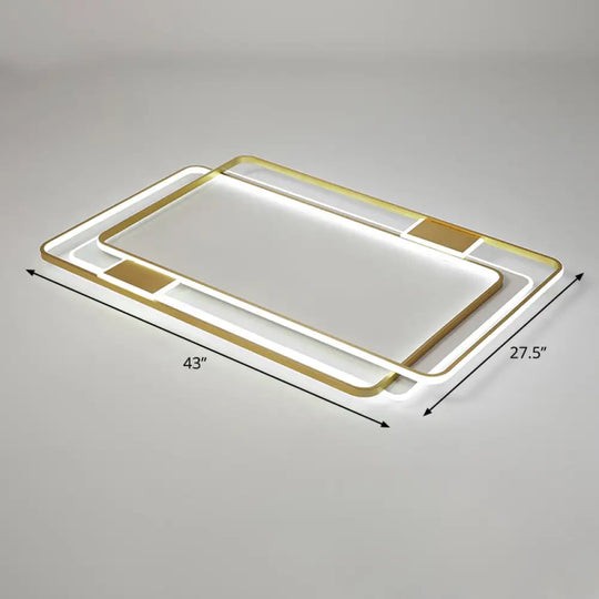 Contemporary Gold Led Ceiling Light For Living Room - Ultra - Thin & Acrylic Flush Mount / 43’ White