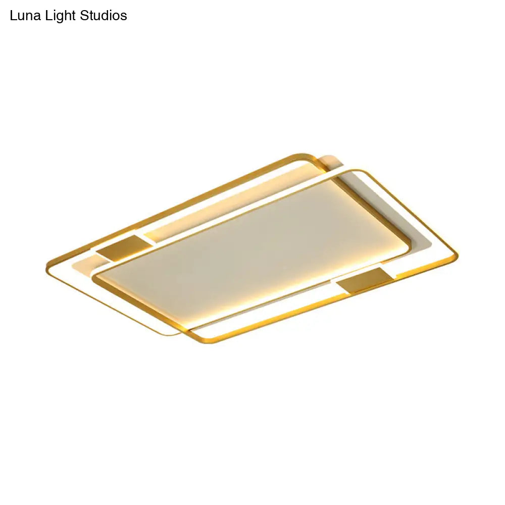 Contemporary Gold Led Ceiling Light For Living Room - Ultra - Thin & Acrylic Flush Mount