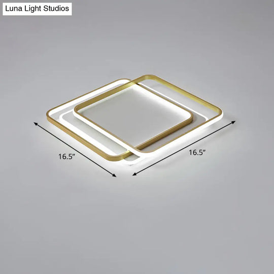 Contemporary Gold Led Ceiling Light For Living Room - Ultra-Thin & Acrylic Flush Mount / 16.5 White