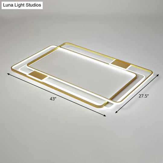 Contemporary Gold Led Ceiling Light For Living Room - Ultra-Thin & Acrylic Flush Mount / 43 White