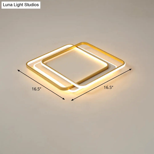 Contemporary Gold Led Ceiling Light For Living Room - Ultra-Thin & Acrylic Flush Mount / 16.5 Warm