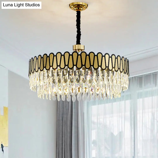 Modern Led Gold Ceiling Pendant Light With Clear Crystal Drops Chandelier